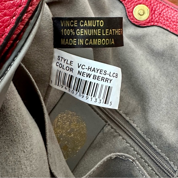 Vince Camuto Hayes Pebbled Leather HOBO Crossbody Bag - New Berry Color - Picture 15 of 15